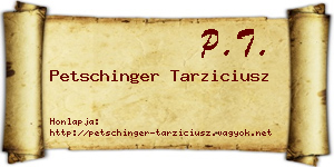 Petschinger Tarziciusz névjegykártya